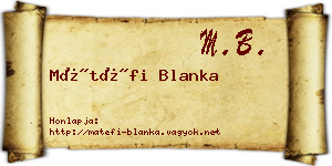 Mátéfi Blanka névjegykártya